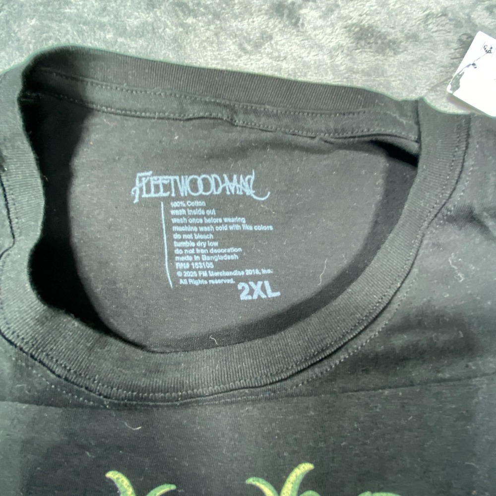Fleetwood Mac Graphic Shirt 2XL Black Floral Tee Band Music Classic Rock Top Y2K - Picture 3 of 8